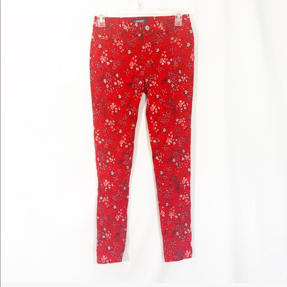 NWOT RED OLD NAVY SKINNY FLORAL PANTS
